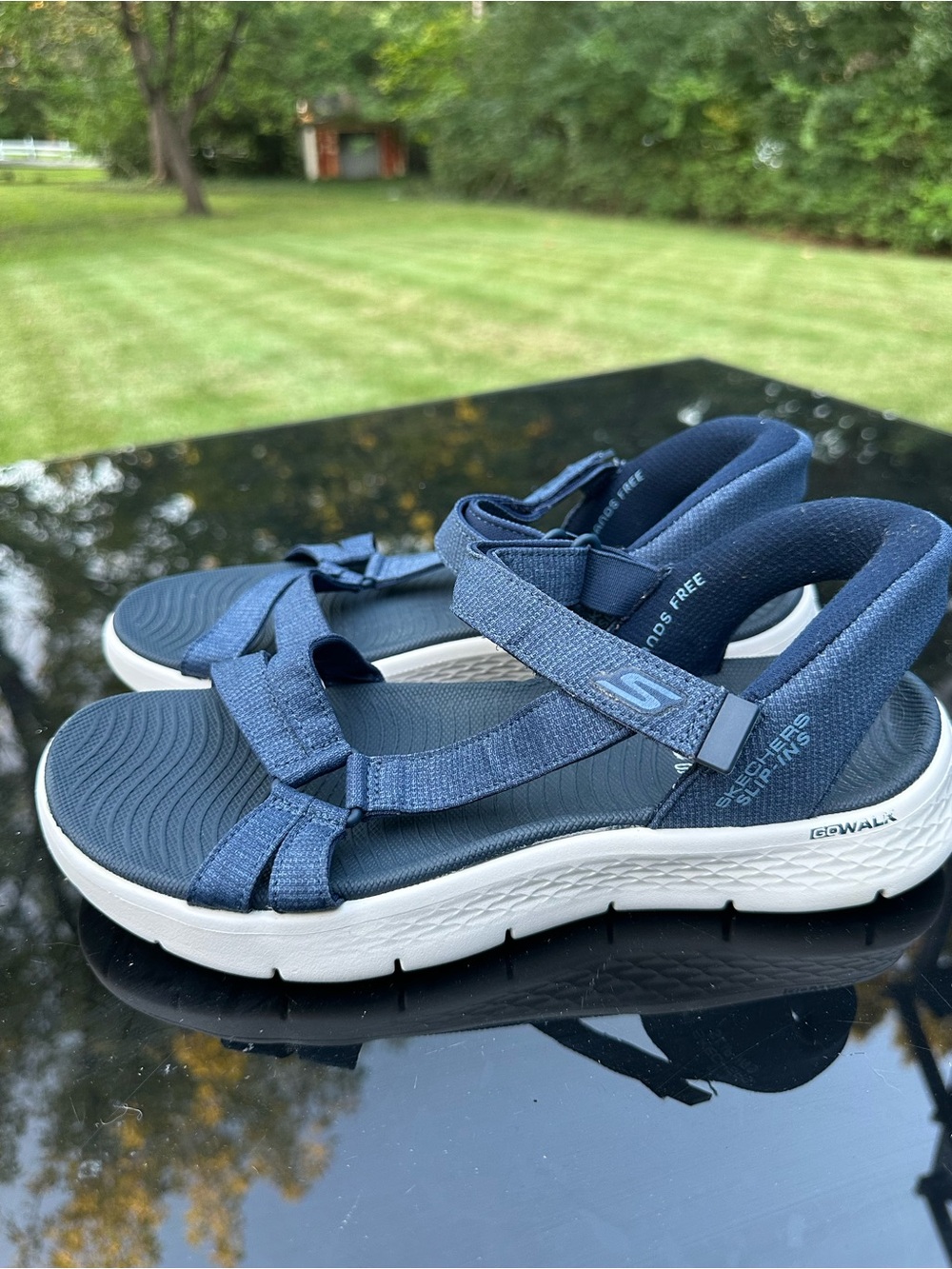 Skechers Women’s Navy Blue Sport Sandals with White Sole
